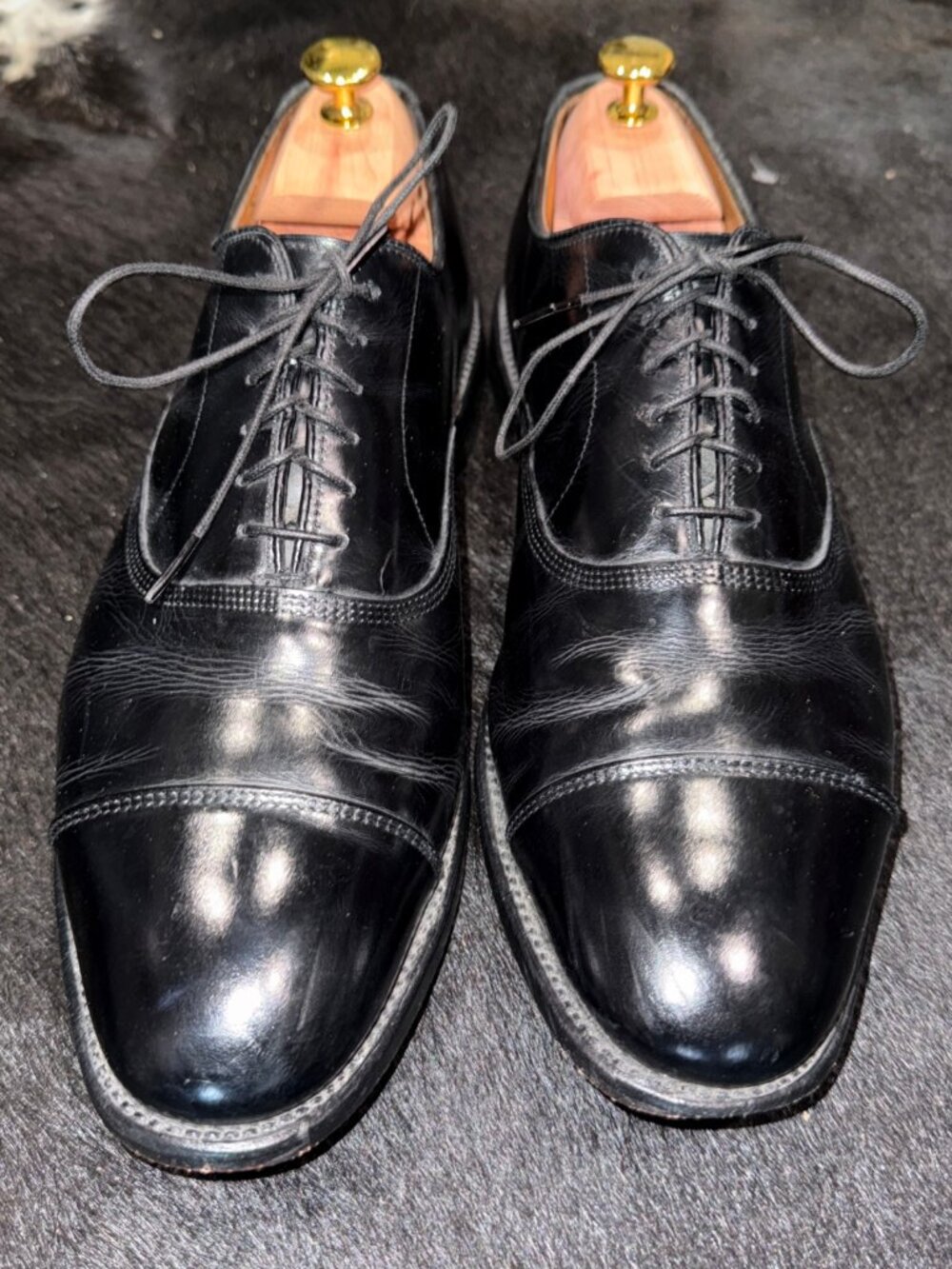 Vintage Allen Edmonds Park Avenue Mens 10D Black Leather Cap Toe Oxford Shoes